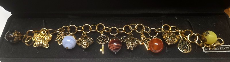 New Vintage Itaor Vermeil 925, Italy Bracelet & Charms 8″
