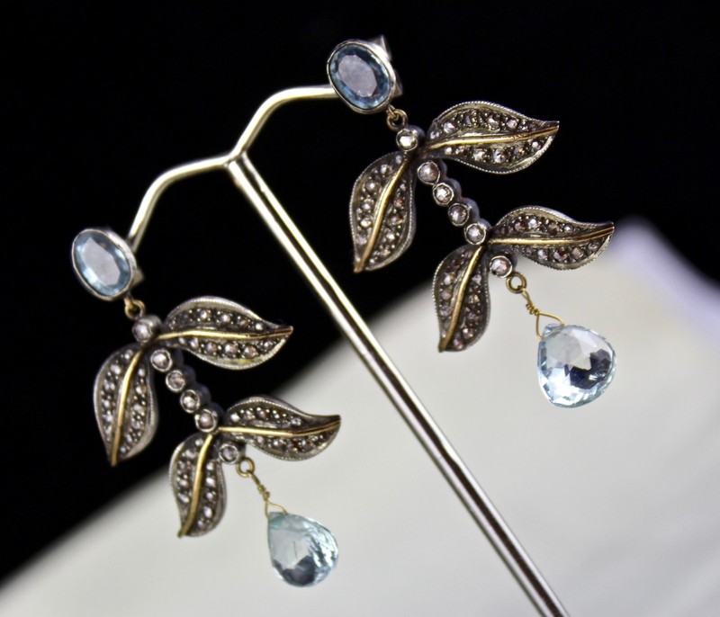 Certified Natural Blue Aquamarine 64ct Natural Diamond Sterling Silver Earrings gallery