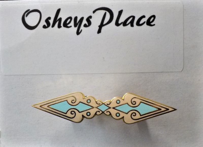 Vintage 1980s-1990s Fashion Brooch Pin in Gold with Turquoise Accents