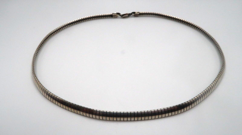 Vintage Heavy Sterling Silver Omega Chain Necklace 18″ x 6mm NB8