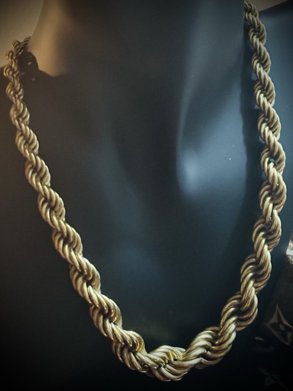 14k “Dookie” Chain Italian Gold Graduated, Double-Twist-Rope Vtg 16in necklace gallery