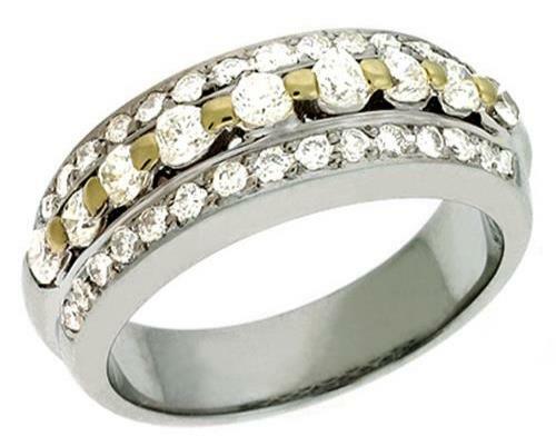 .93CT DIAMOND 14KT 2 TONE GOLD 3D CLASSIC CHANNEL PRONG ETOILE ANNIVERSARY RING