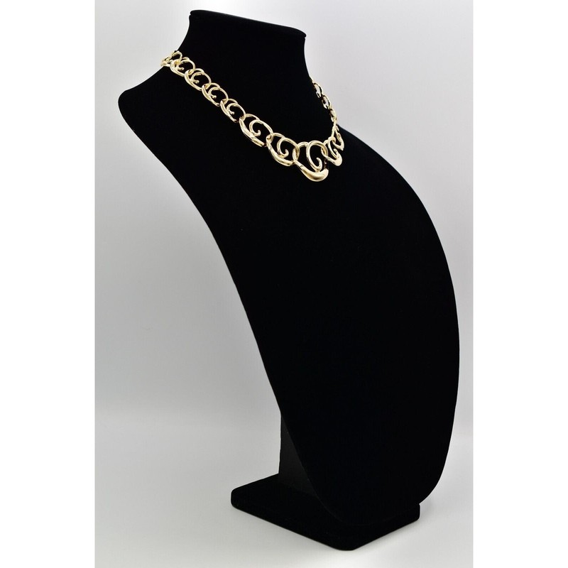 Vintage Collar Necklace Gold Tone Lightweight Metal Chain Shiny NOS 1980s BinA14 gallery