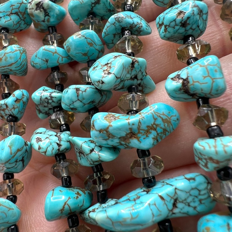 SOMS 6-Strand Turquoise Nugget & Crystal Necklace gallery