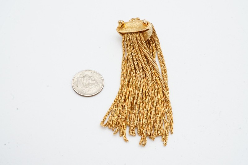 Vintage Brooch Pin Gold Tone Tassel gallery