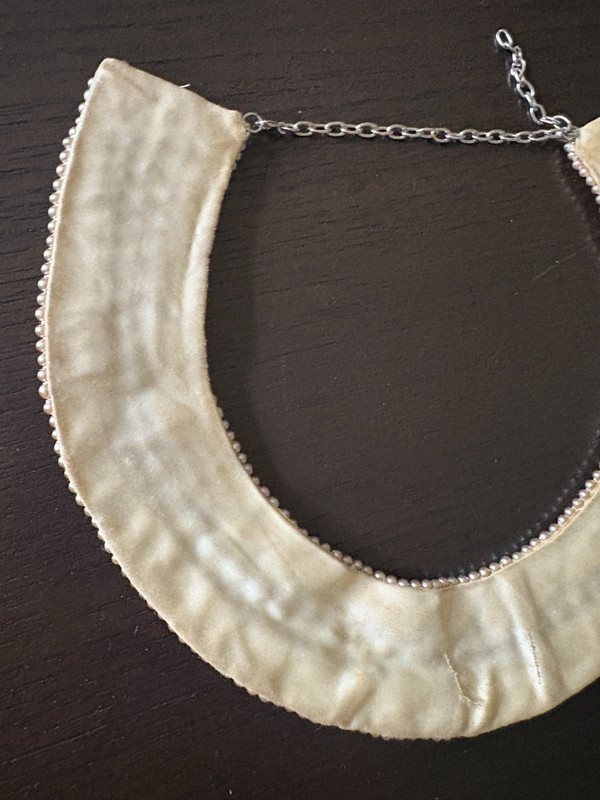 Vintage Collar Chocker Necklace Multi Row Faux Pearl Satin Backed Adjustable gallery