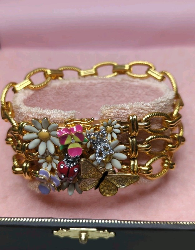 Vintage Y2k JUICY COUTURE Floral Statement Garden 6 3/4 In Bracelet Inbox E21 gallery