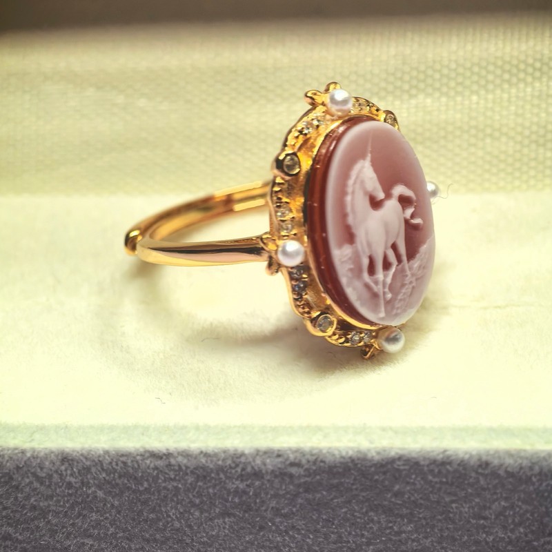 vintage Cameo ring Red agate sterling silver antique jewelry anniversary gift gallery