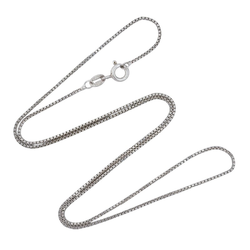 Vintage Italy Sterling Silver 925 Box Chain Necklace 18″