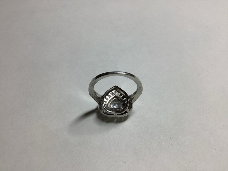 Elegant R 925 STERLING SILVER Halo Baguette HEART SHAPE RING 7 1/2 Free Ship gallery