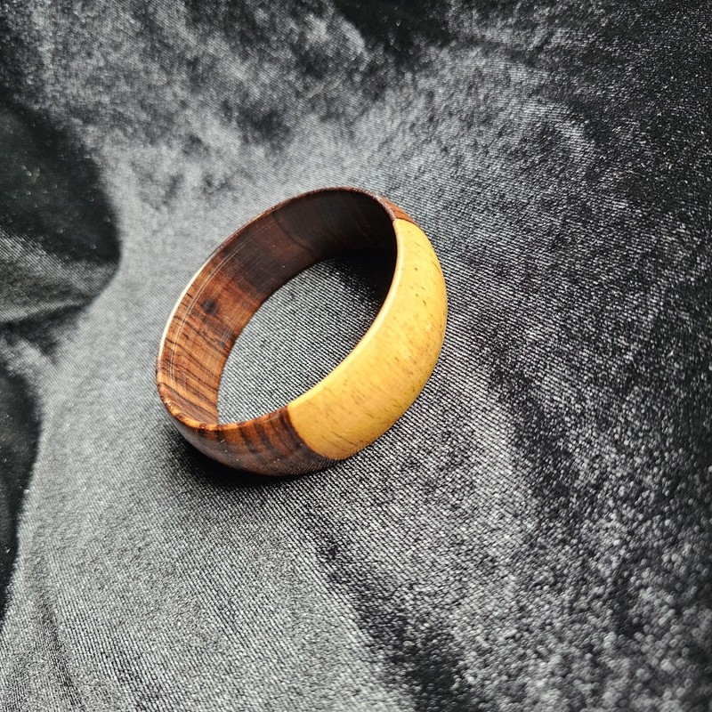 Wood Bangle Two Tone Vintage Bracelet Fashion Boho Hippie 2 3/4 in. Inside