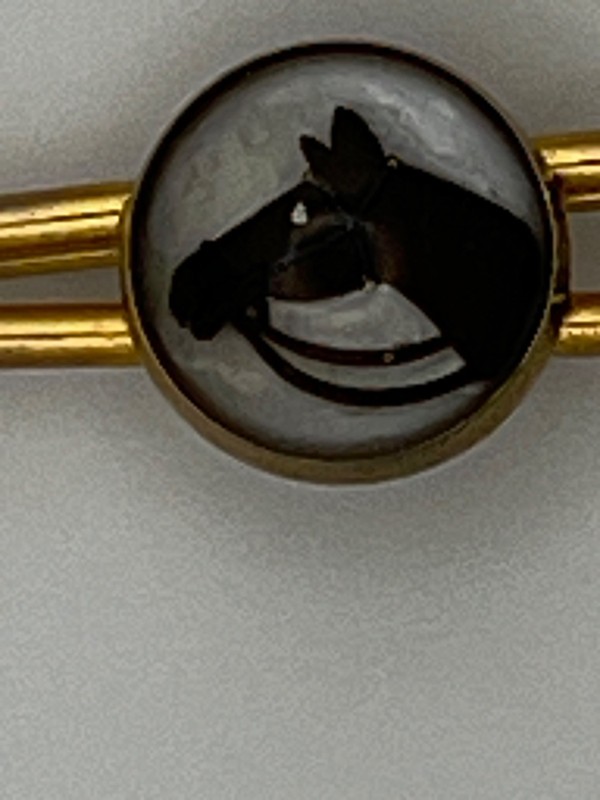 Equine Double Horns Vintage Pin in Goldtone Metal