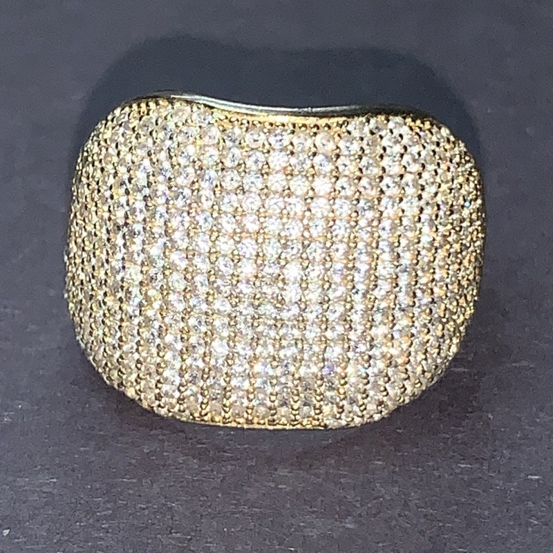 STERLING SILVER 925 Lot Ring Size 8 MM6 EHC Encrusted Gold Plated Cigar Band