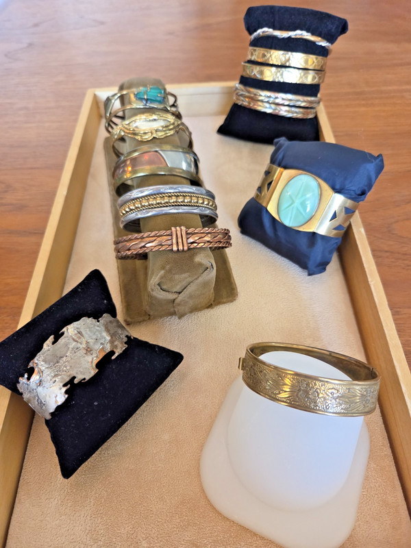 Lot Of 13 Vintage Bracelets, Silver-Tone, Brass Copper, Sterling Native American