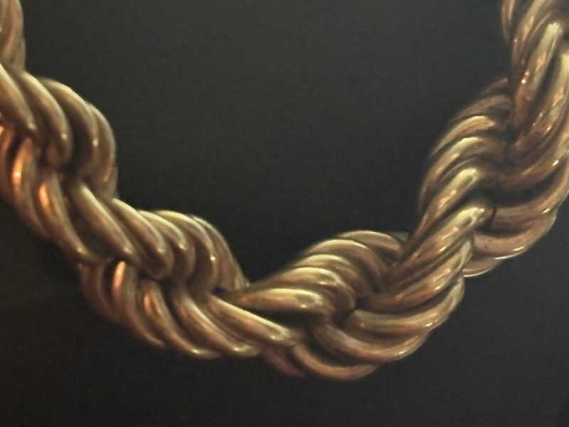 14k “Dookie” Chain Italian Gold Graduated, Double-Twist-Rope Vtg 16in necklace gallery