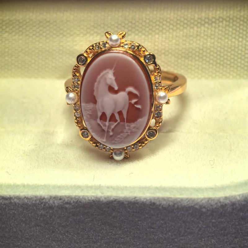 vintage Cameo ring Red agate sterling silver antique jewelry anniversary gift gallery