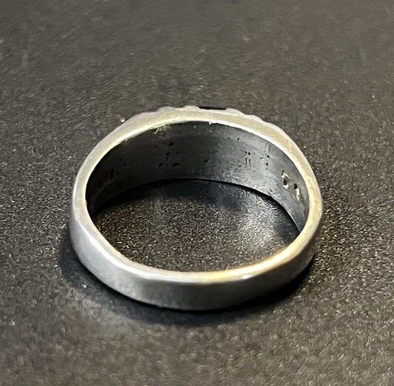 Vintage Taxco Mexico Sterling Silver 925 Sz 7.5 Onyx Ring Hallmarked Tested gallery