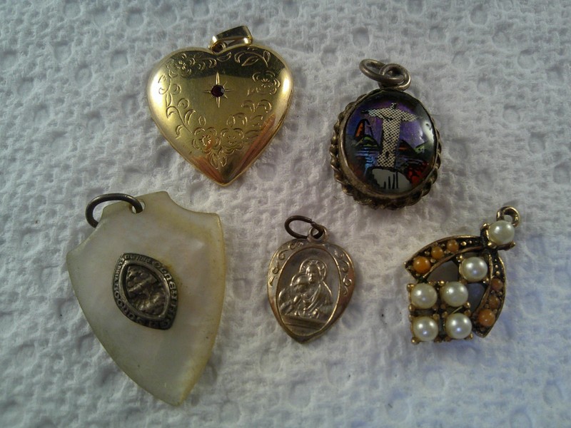 Vintage H.S. Philadelphia Mother Of Pearl, Pearl, Religious Pendants