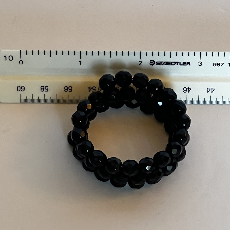 Vintage Black Round Faceted Beads Necklace Choker and Wrap-Around Bracelet Set gallery