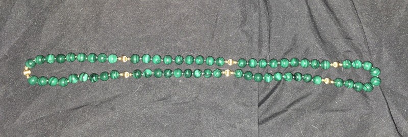 Vintage 14K Yellow Gold Malachite Necklace gallery