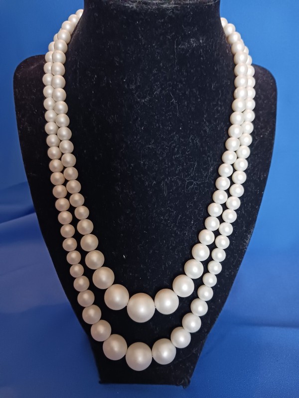 Double Strand Graduated Faux Satin Pearl Beads Japan 19″ and 20″