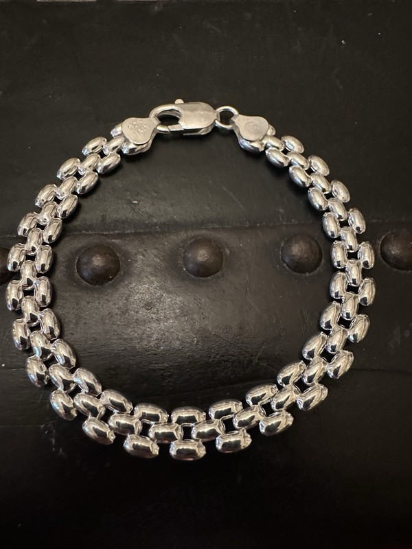 Vintage Sterling Silver Panther Link (mesh) Bracelet-Hallmark Italy 925 IBB-8”