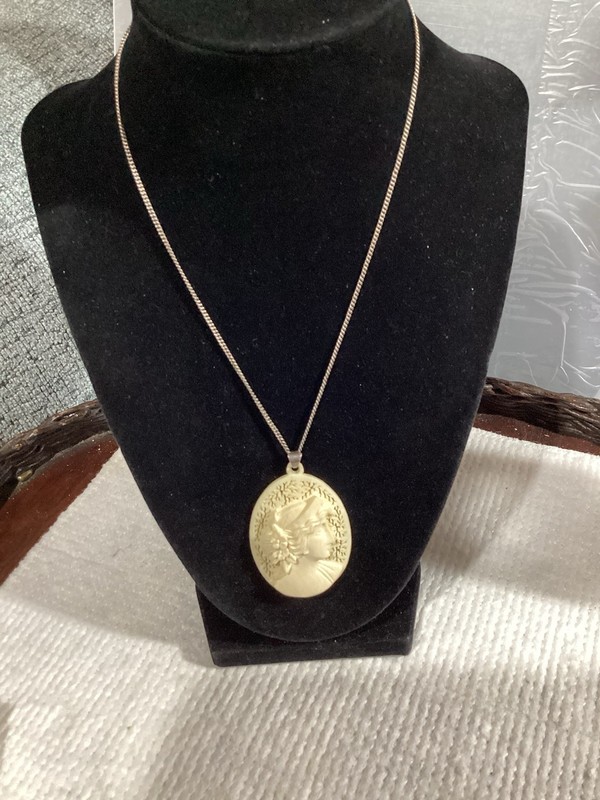 Vintage Hand Carved Art Deco Cameo 8” Drop, Beautiful