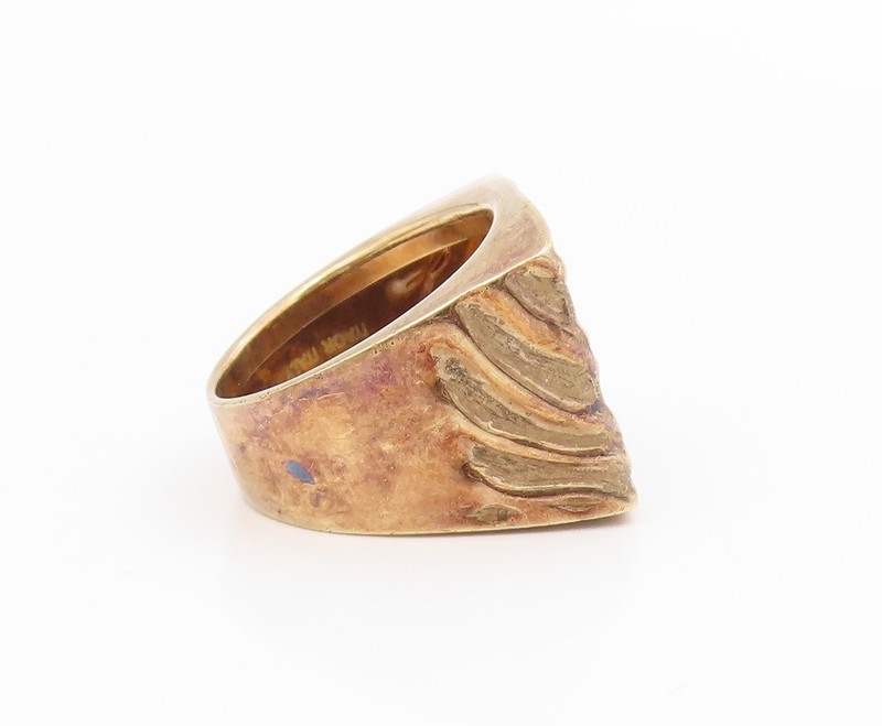 925 Sterling Silver Vintage Ring ITAOR Textured Wave Signet Sz 8.5 RG34642 gallery