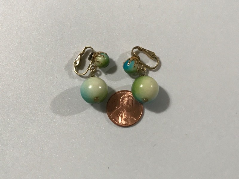 Vintage Pastel Cluster Dangle Drop Clip Earrings and Blue Moon Glow Drop Clip On gallery