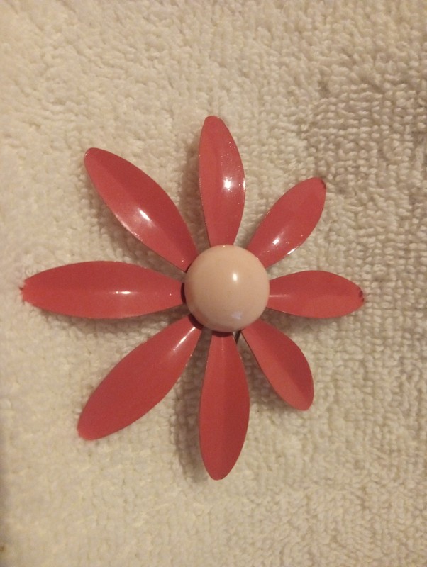 1970’s Style Two Tone Pink Enameled Flower Pin/ Brooch 2 3/4 In. Pretty!