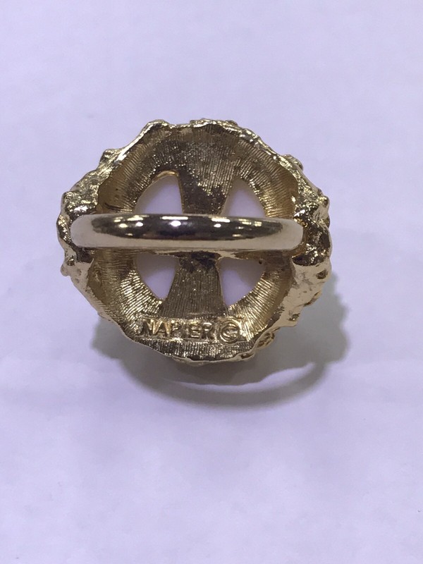 Napier Gold Tone with Large White Dome Stone Adjustable Ring gallery