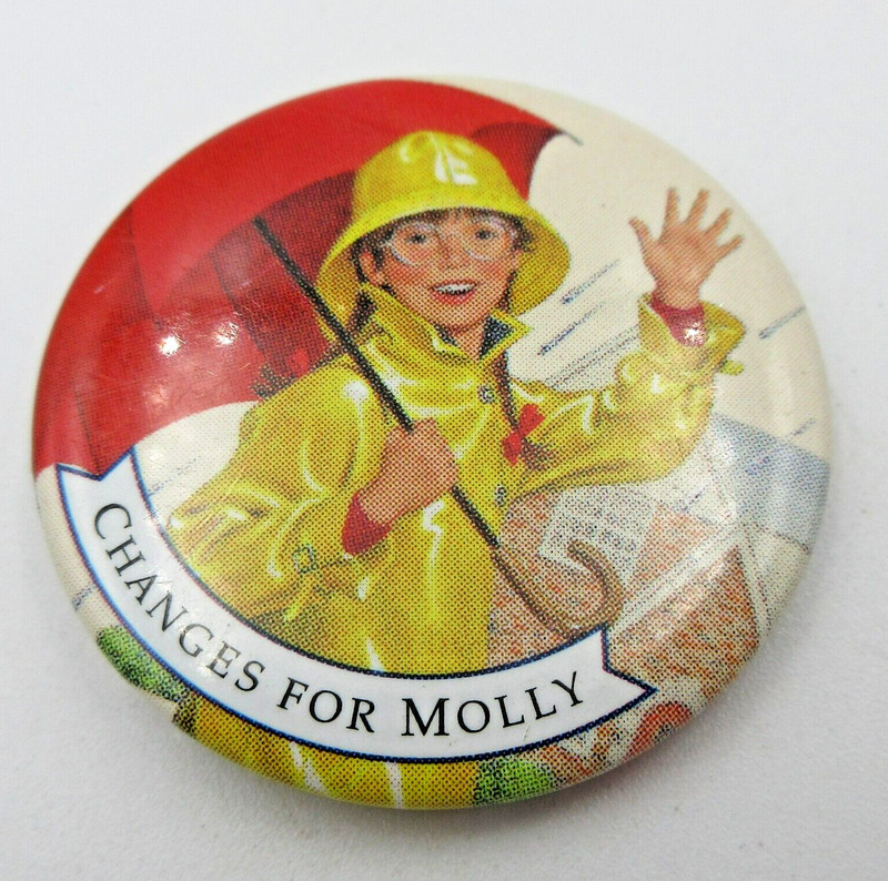 Vtg SIGNED 1995 PLEASANT COMPANY Molly Girl in Rain Jacket Umbrella Pin Jewelry