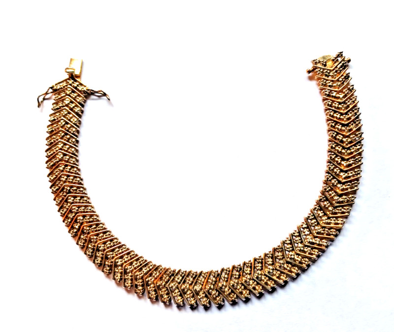 Vintage .925 Sterling Silver & Gold Vermeil V Design Bracelet