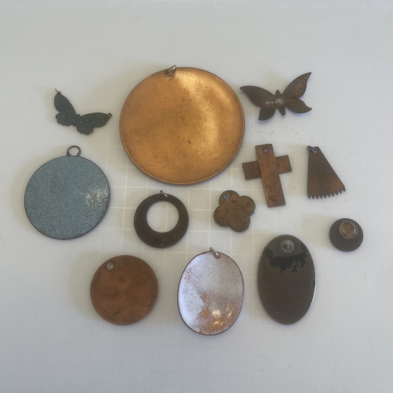 Vintage Lot Of 12 Enameled Copper Pendants gallery