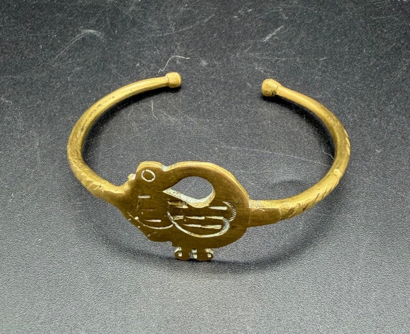Vintage West African Ashanti Brass Sankofa Bird Cuff Bracelet