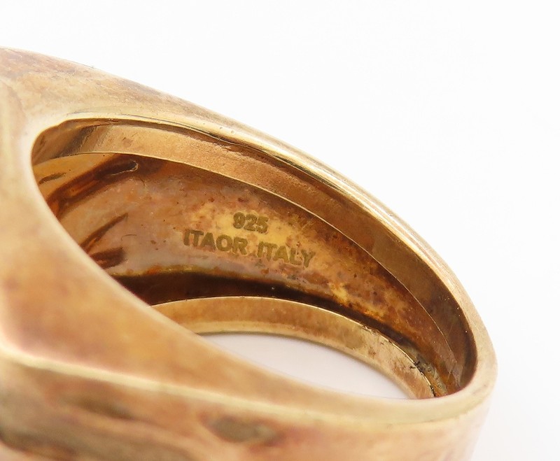 925 Sterling Silver Vintage Ring ITAOR Textured Wave Signet Sz 8.5 RG34642 gallery