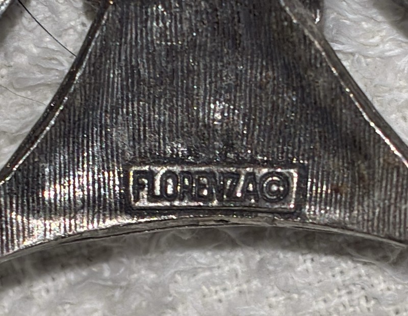 Vintage FLORENZA pendant brooch MALTESE CROSS IRON unknown gemstone medieval gallery