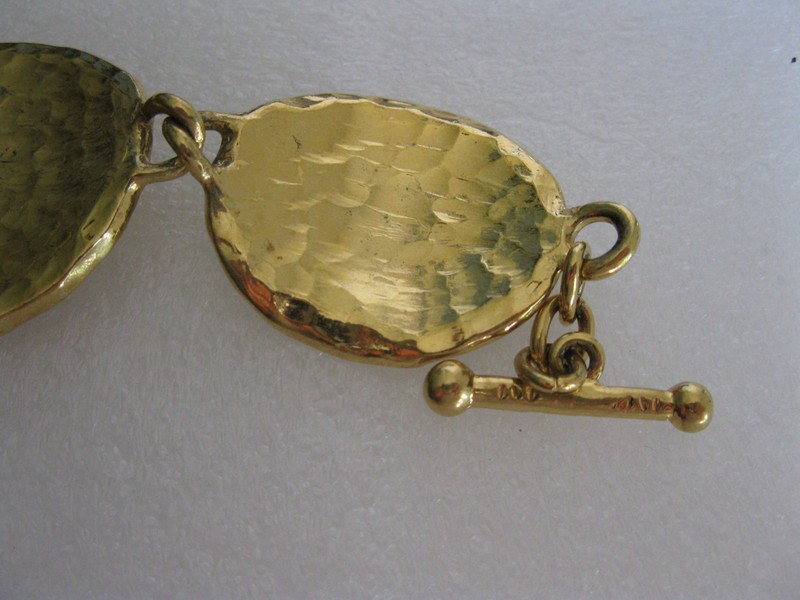 Vintage Elizabeth Taylor Avon Gold Coast E Bracelet hammered goldtone gallery