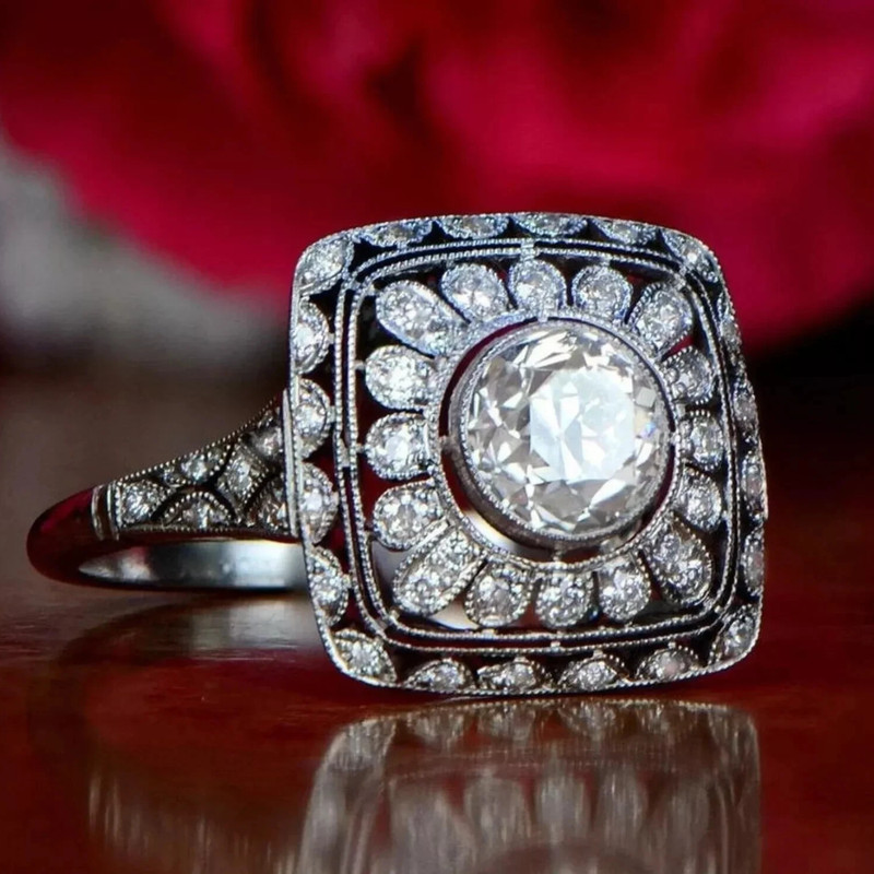 Vintage Timeless Art Deco Style 3Ct Lab Created Diamond Wedding 14K Gold FN Ring