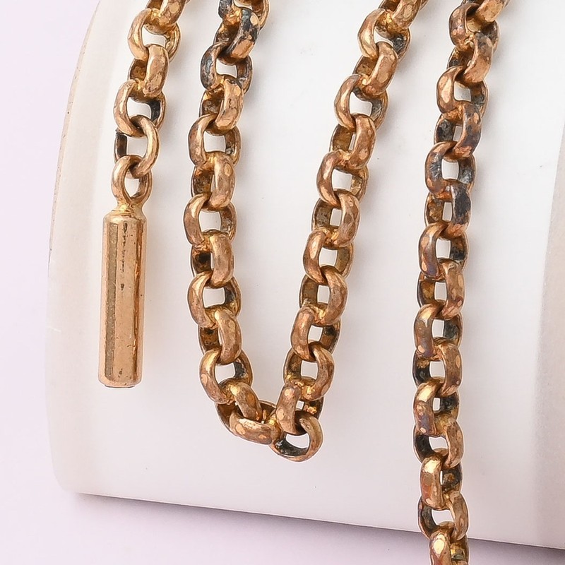 Antique Victorian Yellow Gold Filled Cable Chain 17″ 3mm Barrel Clasp Necklace