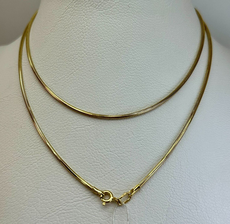 Vintage Original Yellow Gold Chain “Snake” 14K 585, Yellow Gold Chain 14K 60 cm