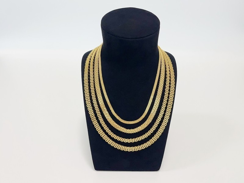 18K Yellow Gold Solid Bismark Chain Necklace 4.7mm 6mm 8mm Women Men 18"-24" gallery