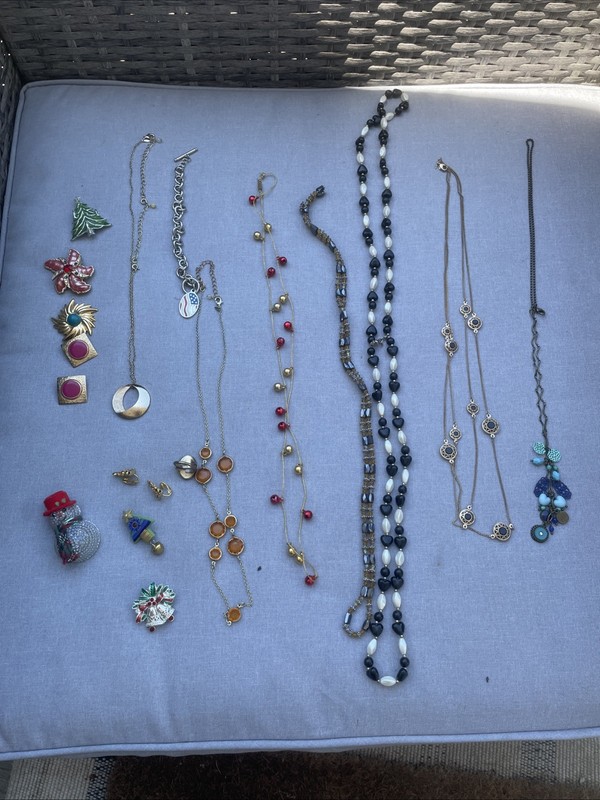 Vintage Estate Jewelry Lot Avon Earrings Brooch Necklaces As Is