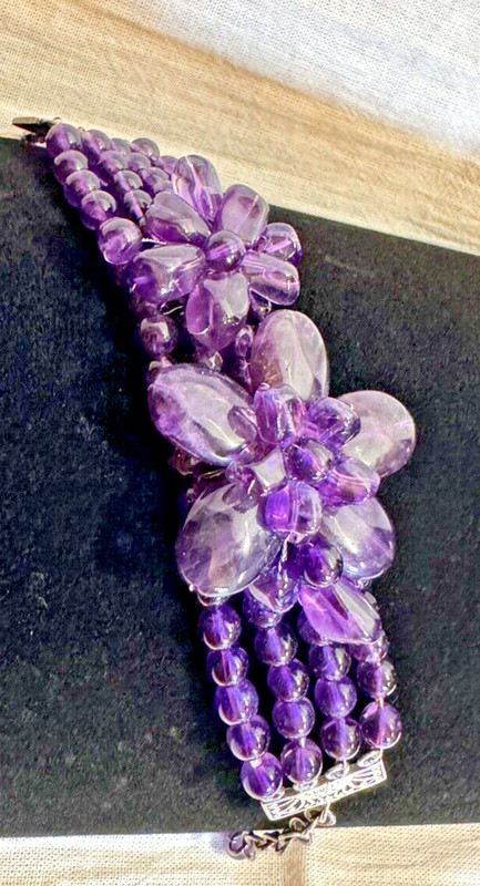 Vintage Amethyst And Sterling Bracelet Signed SOMS