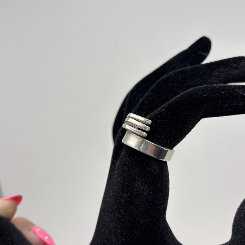 Vintage Mexico Sterling Silver Modernist Spiral Wrap Ring DAV Hallmark Size 8 gallery
