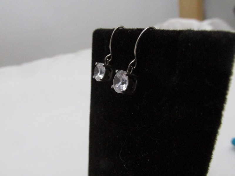 Sterling Silver Round Shaped Drop Style Pierced Earrings .75" #208 gallery
