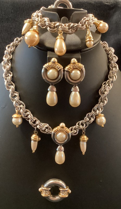 JESARA RARE,Full Parure, Etruscan Revival, Necklace, Bracelet, Earrings & Brooch