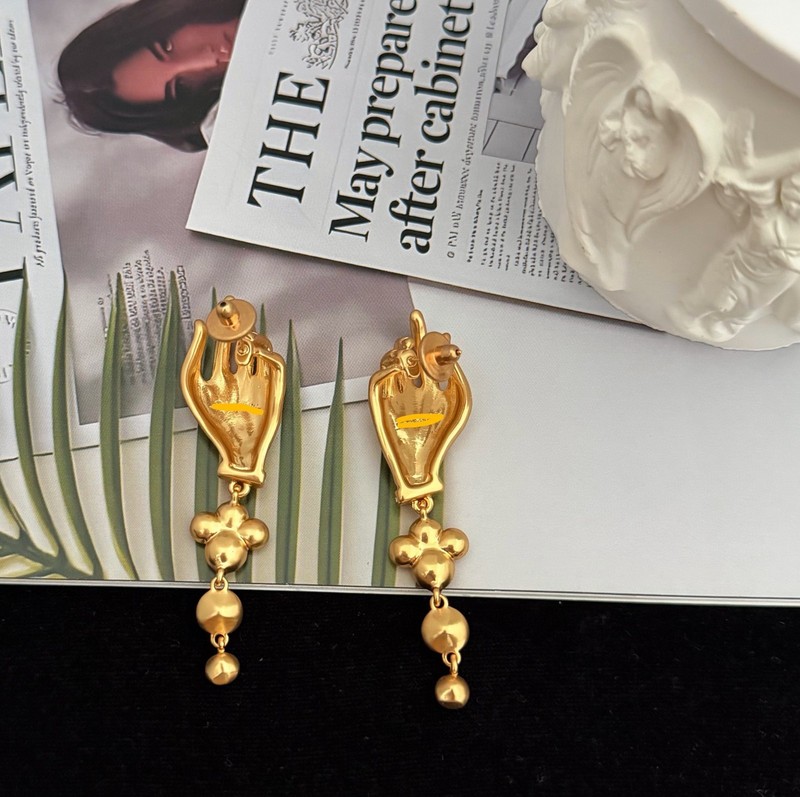 Schiaparelli Gold Hand Crystal Drop Clip Earrings gallery