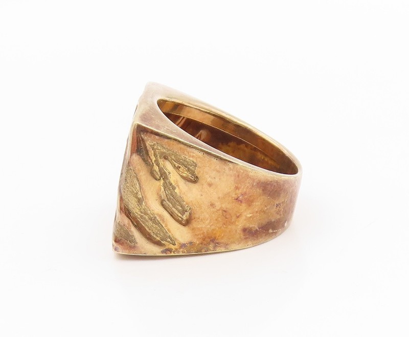 925 Sterling Silver Vintage Ring ITAOR Textured Wave Signet Sz 8.5 RG34642 gallery