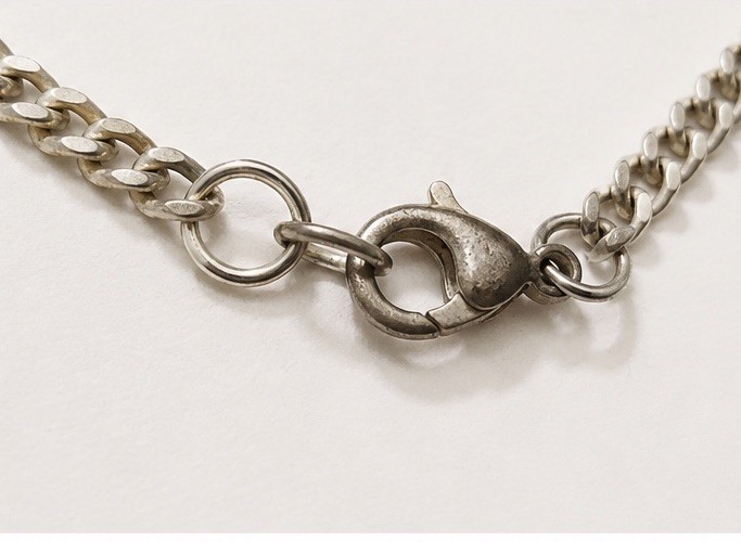 Vintage Black White Mod Statement Necklace Geometric Pendant Silver Tone Chain gallery
